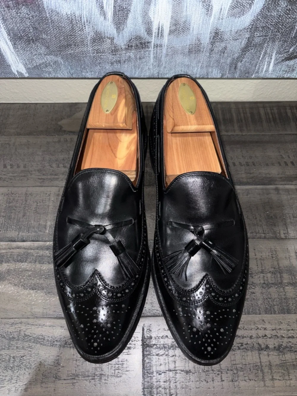 Allen Edmonds Manchester tassel loafers in black calfskin leather SZ 8.5 - Picture 7 of 11